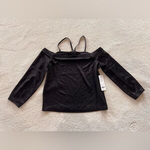 Black Long Sleeve Off-Shoulder Top